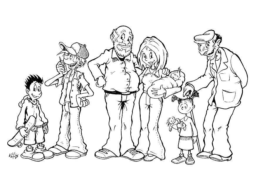 Disegno da colorare famiglia, tutte le etA 